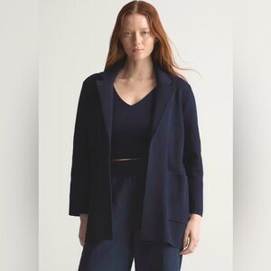 Quince 100% Organic Cotton Knit Blazer – Navy Blue - Size Small
